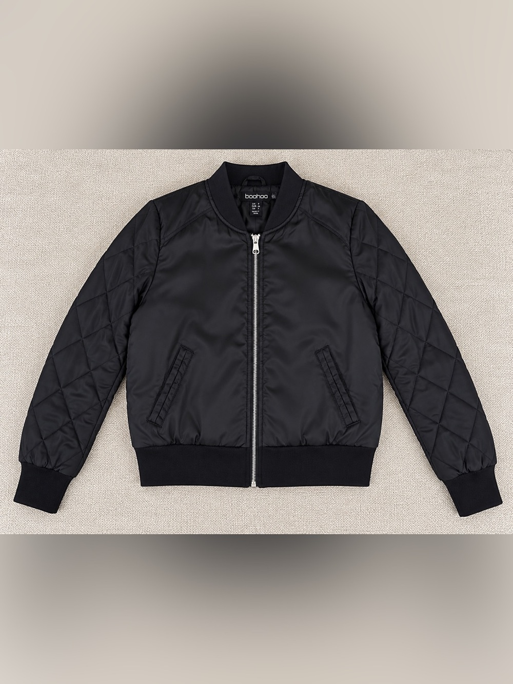 H&M Divided Black Quilted Bomber Jacket Size 8
